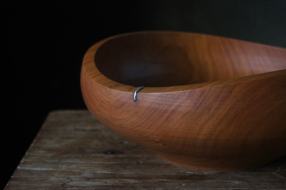 wooden bowl 26cm ヤマザクラのウッドボウル 店舗什器に 4枚目の画像