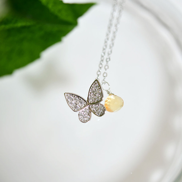 繁榮財富幸運石黃水晶和蝴蝶項鍊十一月生日石 第2張的照片