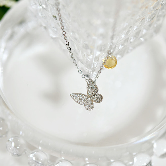 繁榮財富幸運石黃水晶和蝴蝶項鍊十一月生日石 第7張的照片