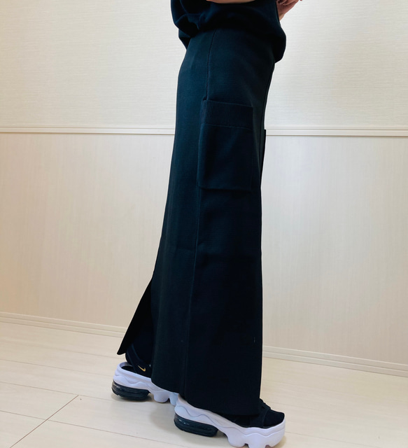 ⭐️inahomayu⭐️第一弾大人のニットスカート　ビッグサイドポケット　タイトスカート　個性派　ウエストゴム　春秋冬 7枚目の画像