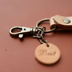 【簡單生活】皮革原色鑰匙圈 皮革手作 免費刻字-鋼印版 第7張的照片