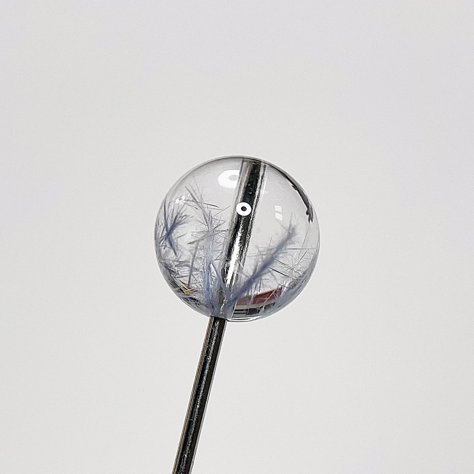 11.1mm 天然無処理 モフモフデュモルチェライトインクォーツ 丸玉 