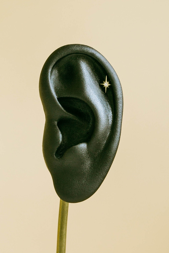 14K金 ゴールド 星 ヘリックス 軟骨 アンチトラガス アウター インナーコンク イヤリング ピアス ラブレット 6枚目の画像