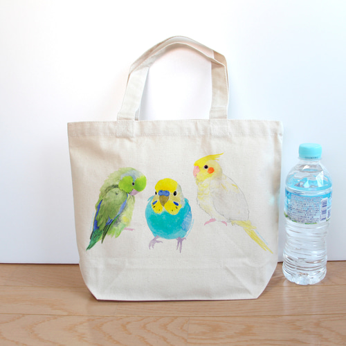 p-jet 3羽のインコの ミニバッグ B /サブバッグ/ 鳥 インコ セキセイ