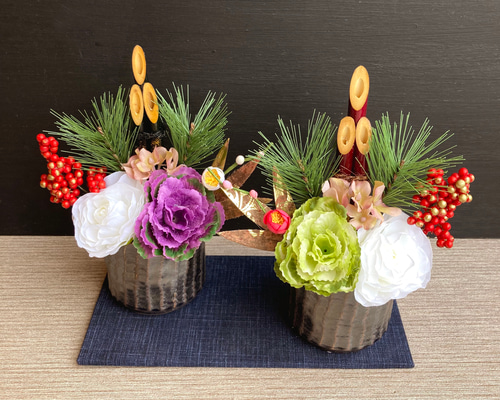 カラーミニ門松本体のみ１個 数量限定【大人気】お正月 ミニ門松 ー大人カラーS・受注制作 しめ縄