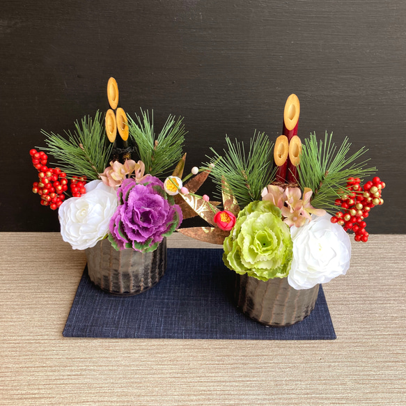 カラーミニ門松本体のみ１個 数量限定【大人気】お正月 ミニ門松 ー大人カラーS・受注制作 しめ縄