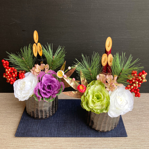 ニュアンスホワイト門松 サイズS くすみ好き 淡色門松 お正月飾り NY