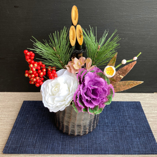 数量限定【大人気】お正月 ミニ門松 ー大人カラーS・受注制作 しめ縄