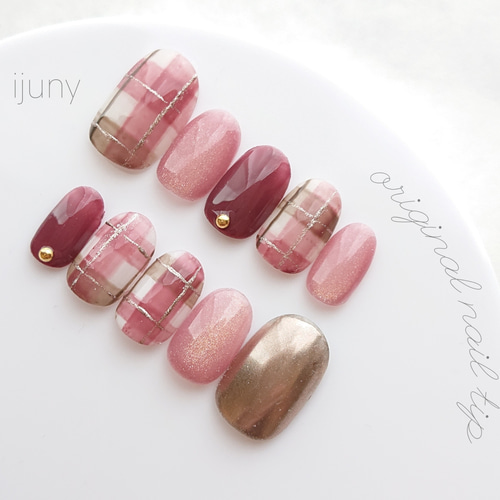 ネイルチップ マグネットネイル 秋冬ネイル 韓国ネイル ミラーネイル オーダーネイルチップ ニュアンスネイル 秋ネイル シェル マグネット