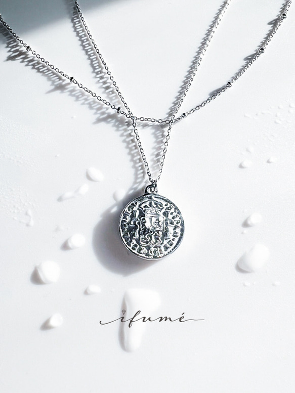 New!【ifumé】つけっぱなしOK！大きめコインネックレス SILVER