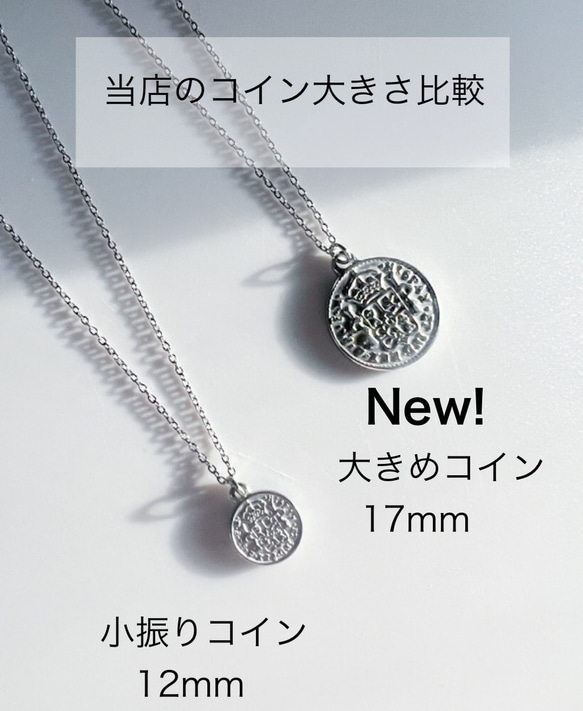 SILVER New in! 大きめサイズ！つけっぱなしOK❗金属アレルギー対応コインネックレスサージカルステンレス 3枚目の画像