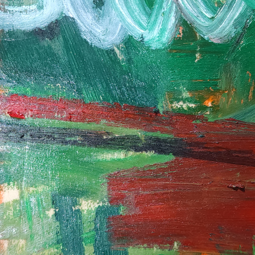 ひろ・あおき 作 「盤043 」 オイルパステル/木製パネル S3 27.3x27