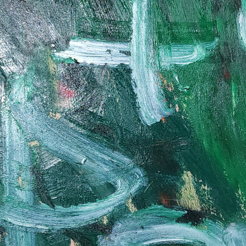 パステル(油絵) ひろ・あおき 作 「盤043 」 オイルパステル/木製パネル S3 27.3x27