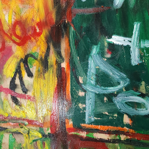 ひろ・あおき 作 「盤043 」 オイルパステル/木製パネル S3 27.3x27