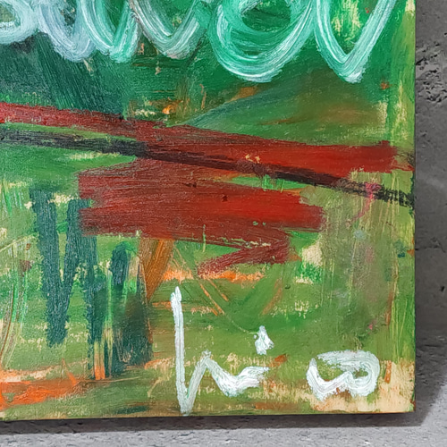 ひろ・あおき 作 「盤043 」 オイルパステル/木製パネル S3 27.3x27