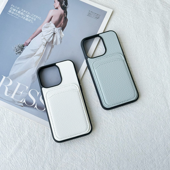 カード収納 iphone 16 15 14 13 12 11 ケース 背面型 耐衝撃 pu