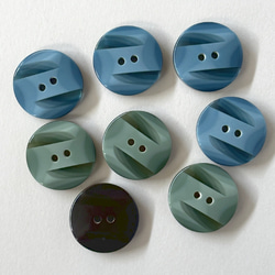 レトロ 円形 丸型 ボタン ブルー グリーン ダークブラウン 二つ穴 17mm 8個セット  ec-146 1枚目の画像