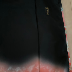 黒留袖リメイク 花車に牡丹　ロングスカート　正絹　フリーサイズ  大きなサイズ 11枚目の画像