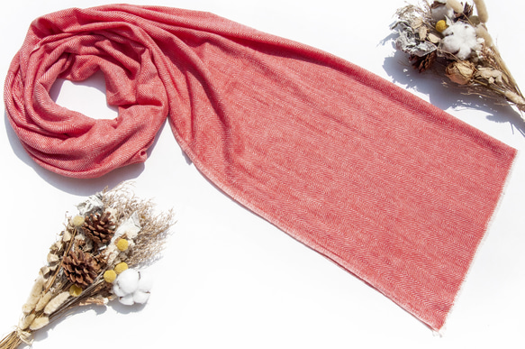カシミヤ カシミア ニット スカーフ ピュア ウール スカーフ 手編みスカーフ ニットスカーフ - レッド クリスマス 交換ギフ 14枚目の画像