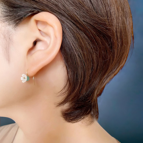 天然石♡うるうるプレシャスオパールのしゃら〜んピアス14kgf