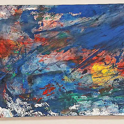 抽象油彩画　流星　二瓶智仁作 抽象油彩画 流星 二瓶智仁作 - メルカリ