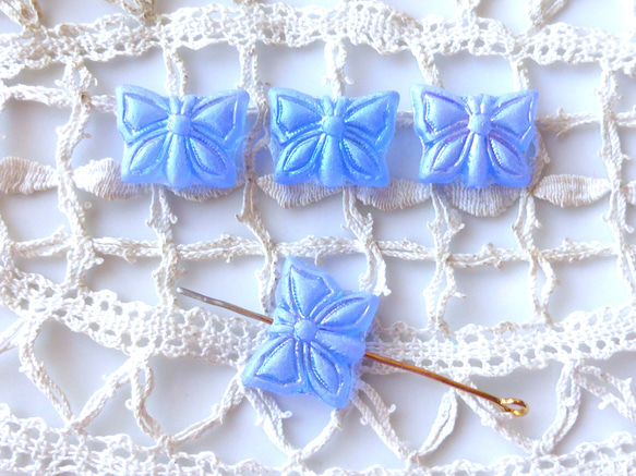 4 顆淺藍色蝴蝶捷克珠 第2張的照片
