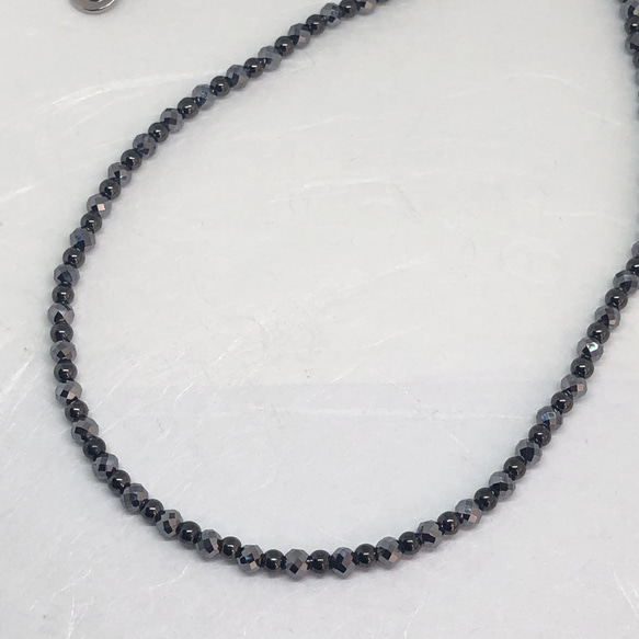 高純度テラヘルツカット5mm＆磁気ヘマタイト丸4mmネックレス38cm 肩こり　頭痛　体質改善　疲労回復　血行促進 2枚目の画像