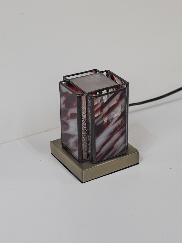 「ミニあんどんランプ・赤」ステンドグラスランプ　インテリア雑貨・生活道具 8枚目の画像