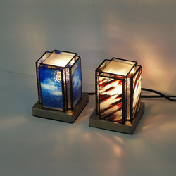 「ミニあんどんランプ・赤」ステンドグラスランプ　インテリア雑貨・生活道具 4枚目の画像