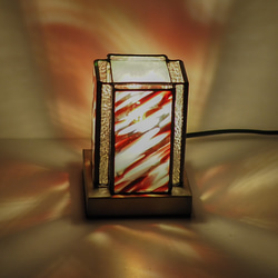 「ミニあんどんランプ・赤」ステンドグラスランプ　インテリア雑貨・生活道具 10枚目の画像