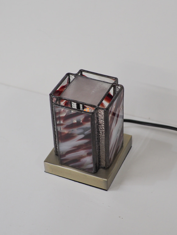 「ミニあんどんランプ・赤」ステンドグラスランプ　インテリア雑貨・生活道具 6枚目の画像