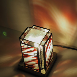 「ミニあんどんランプ・赤」ステンドグラスランプ　インテリア雑貨・生活道具 7枚目の画像