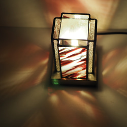 「ミニあんどんランプ・赤」ステンドグラスランプ　インテリア雑貨・生活道具 12枚目の画像