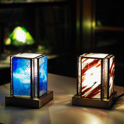 「ミニあんどんランプ・赤」ステンドグラスランプ　インテリア雑貨・生活道具 9枚目の画像