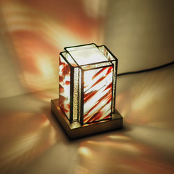 「ミニあんどんランプ・赤」ステンドグラスランプ　インテリア雑貨・生活道具 1枚目の画像