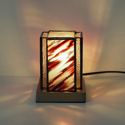 「ミニあんどんランプ・赤」ステンドグラスランプ　インテリア雑貨・生活道具 2枚目の画像