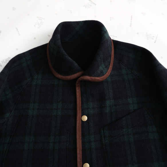 reversible wool coat * black & green check * 第16張的照片