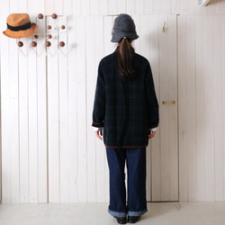 reversible wool coat * black & green check * 第5張的照片