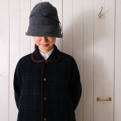 reversible wool coat * black & green check * 第4張的照片