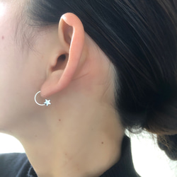 【silver 925】 10mm★ミニスターキャッチレス　フープ／キャッチなし クリスマスプレゼントに❄︎ 1枚目の画像