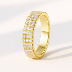 モアサナイト フルエタニティリング 1.5mm×3列｜Dカラー VVS1｜YG 3枚目の画像