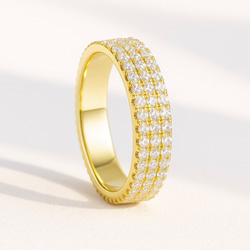 モアサナイト フルエタニティリング 1.5mm×3列｜Dカラー VVS1｜YG 2枚目の画像