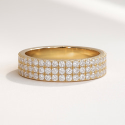 モアサナイト フルエタニティリング 1.5mm×3列｜Dカラー VVS1｜YG 4枚目の画像