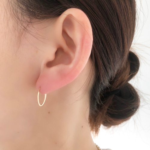14kgf】 マーキスキャッチレス フープピアス/キャッチなしピアス 14kgf】 マーキスキャッチレス フープピアス/キャッチなしピアス