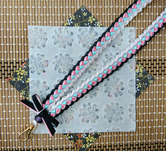 ちび様オーダー品/ブラック×ゴールドネックストラップ90㎝リボン無し 