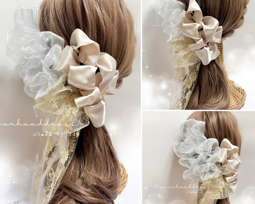 縁-EN-和花A（あご紐付き）　七五三 ヘッドドレス　着物リメイク 縁-EN-和花A（あご紐付き） 七五三 ヘッドドレス 着物リメイク