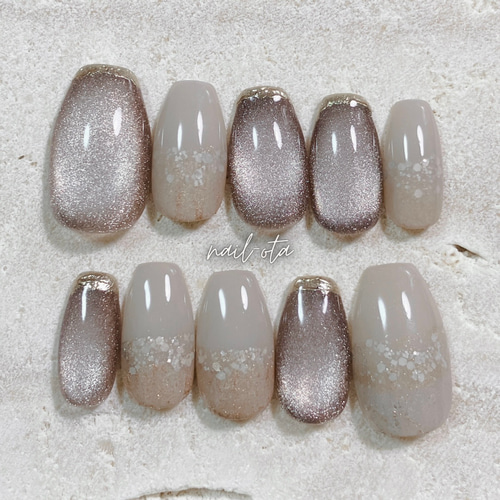 ブラウンマグネット×ラメ ワンカラーネイルチップ 4a53ec4bd72883cdefe71ef7993d95