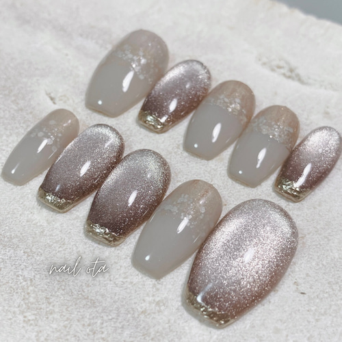 【セレクトデザイン】ブラウンマグ×ラメ ネイルチップ セレクトデザイン】ブラウンマグ×ラメ ネイルチップ