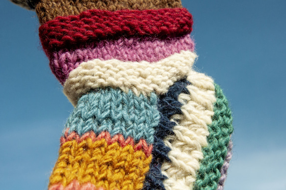 手織りウールニットソックス/ストライプソックス/ウールかぎ針編みストッキング/暖かいウールソックス - 南米レインボーパレットス 10枚目の画像