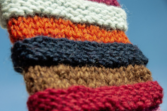 手織りウールニットソックス/ストライプソックス/ウールかぎ針編みストッキング/暖かいウールソックス - 南米レインボーパレットス 9枚目の画像